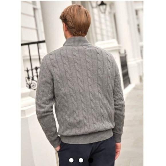 FORTE CASHMERE Men's Sweater Zip Henley chocolate color Size XL - Picture 5 of 12